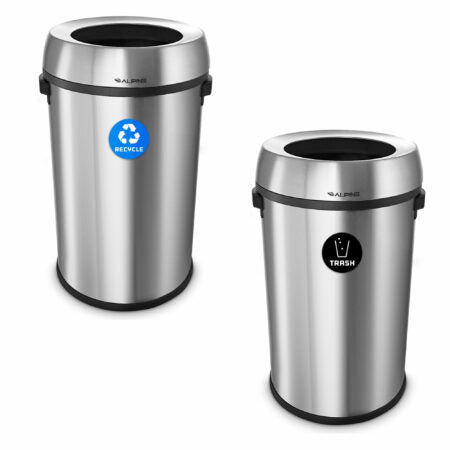 Alpine Open Top Stainless Steel Recycling Station, Double