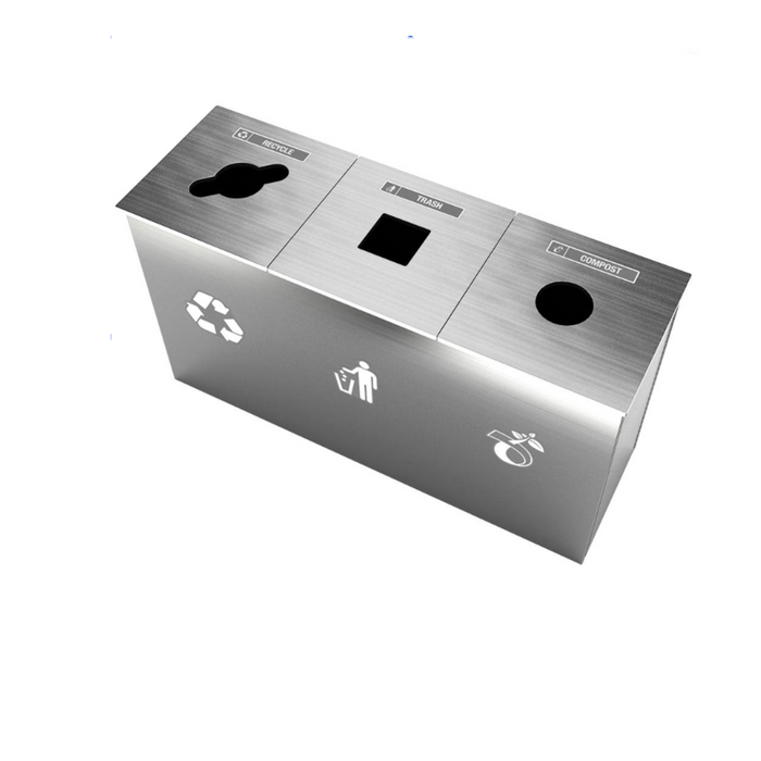 Nexterra Royal Premier Series Brushed Aluminum Panels & Stainless Steel Top - Triple Bin (45 Gallon)