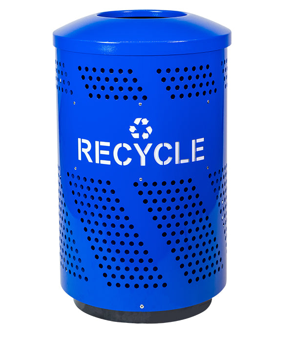 Excell-Kaiser 51-Gallon Indoor Recycle Trash Can with Dome Lid and Laser-Cut Logo Blue
