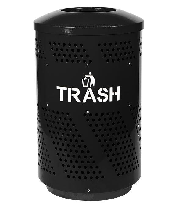 Excell-Kaiser 51-Gallon Indoor Recycle Trash Can with Dome Lid and Laser-Cut Logo Black