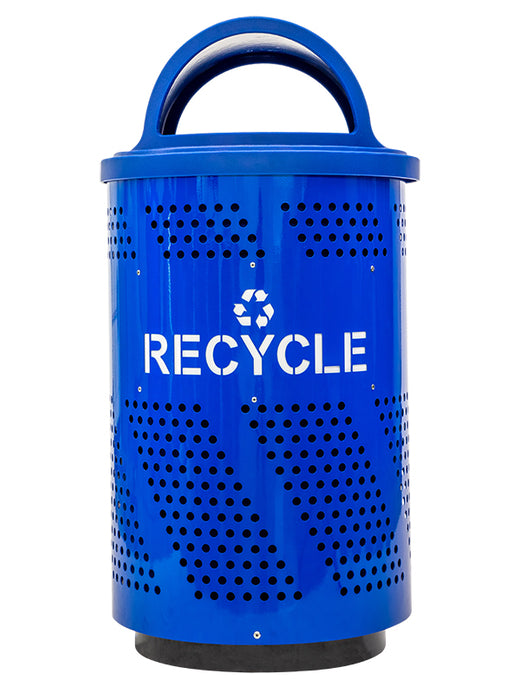 Excell-Kaiser 51-Gallon Outdoor Recycle Trash Can with Hooded Lid and Custom Laser-Cut Logo