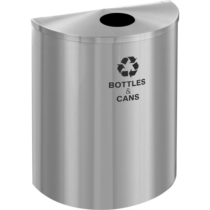 Glaro XL 29-Gallon Half-Round Commercial Trash Can in Satin Aluminum