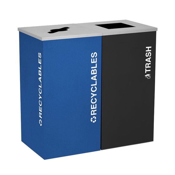 Excell-Kaiser Double 36-Gallon Trash Can Station – Indoor Square Recycling & Waste Bins