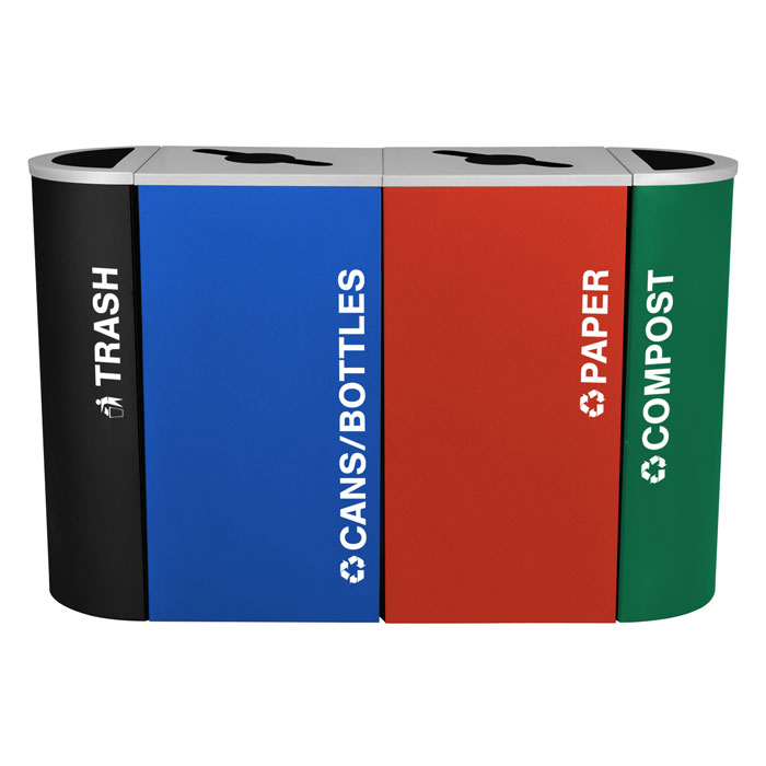 Excell-Kaiser Indoor Modular Trash Can & Recycling Station – Four Stream Combo