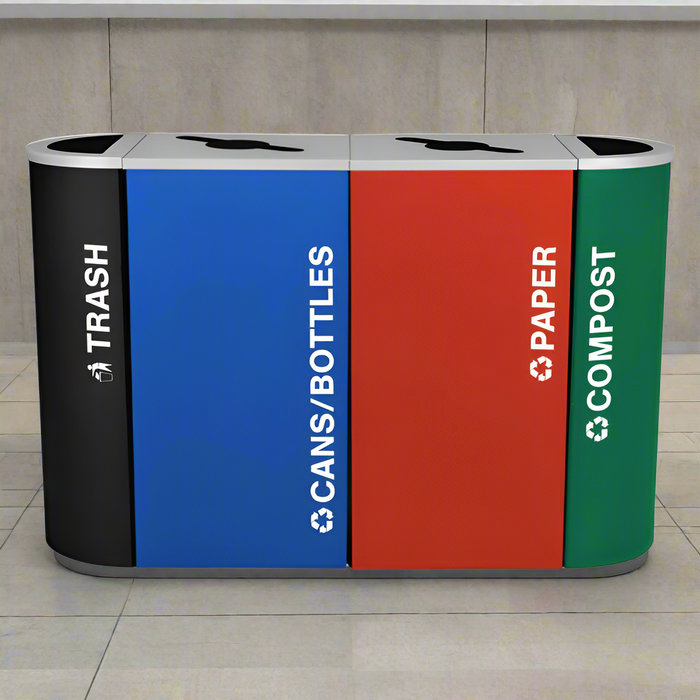 Excell-Kaiser Indoor Modular Trash Can & Recycling Station – Four Stream Combo