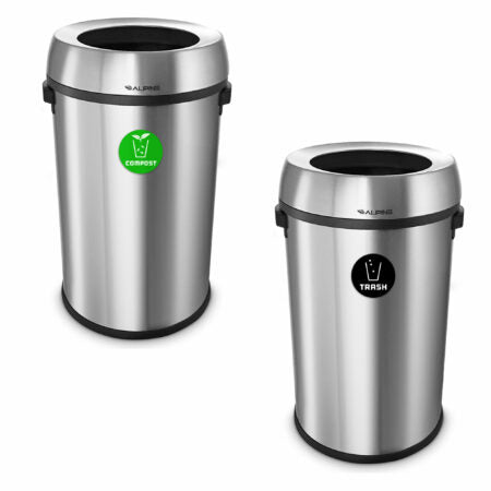 Alpine Open Top Stainless Steel Recycling Station, Double