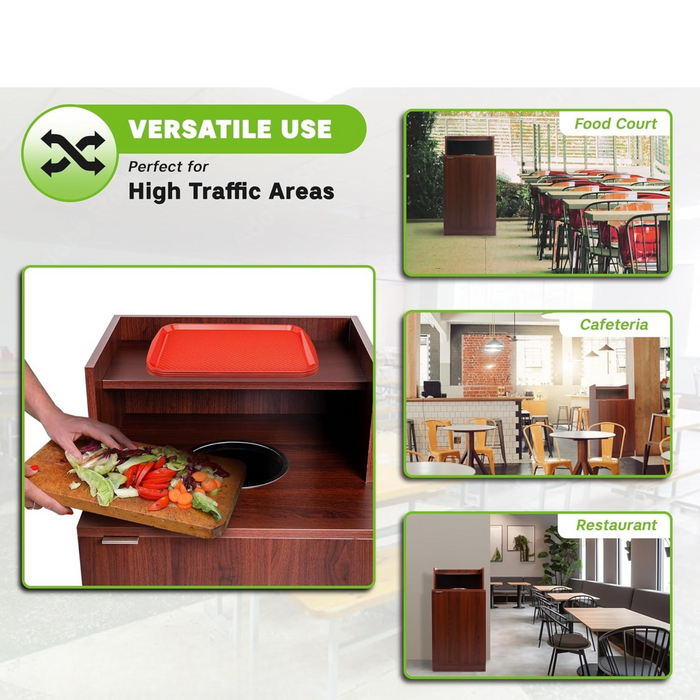 Alpine Wooden Drop Hole Waste Enclosure with Tray Shelf – Mahogany Finish