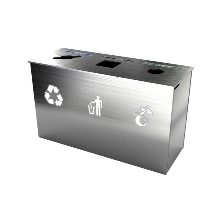 Nexterra Royal Premier Series Brushed Aluminum Panels & Stainless Steel Top - Triple Bin (45 Gallon)