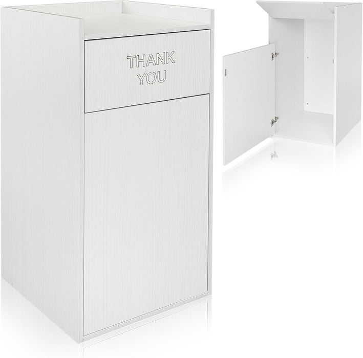 Alpine Wooden Waste Enclosure – White Trash Receptacle with Large Interior
