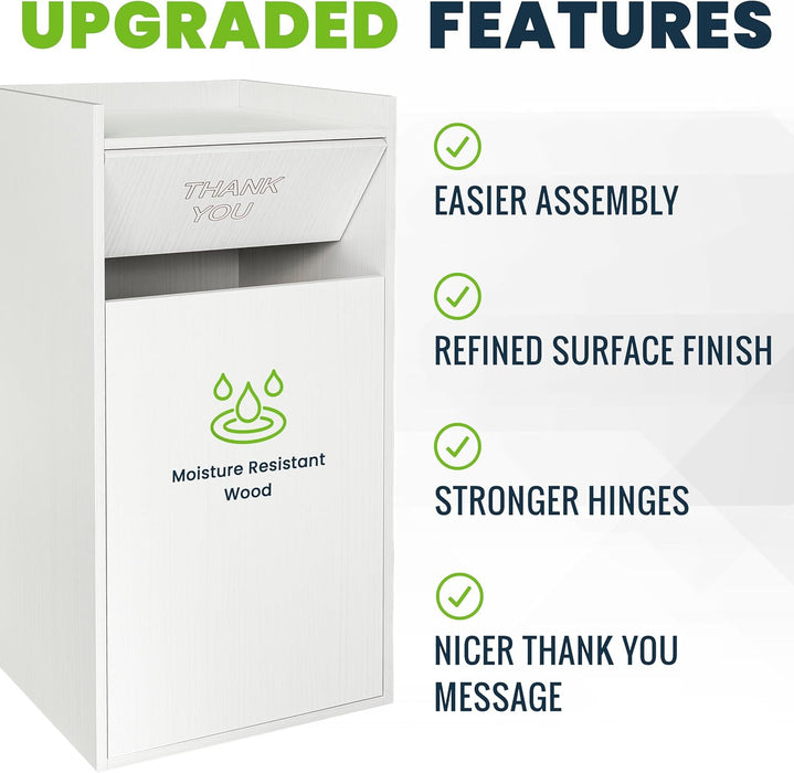 Alpine Wooden Waste Enclosure – White Trash Receptacle with Large Interior