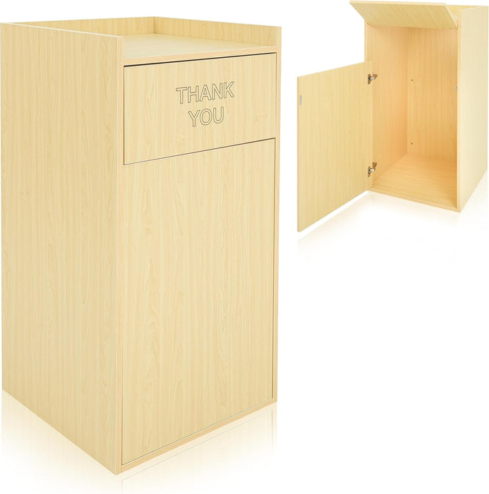 Alpine Wooden Waste Enclosure with Tray Top – 40 Gallon Medium Oak Trash Receptacle