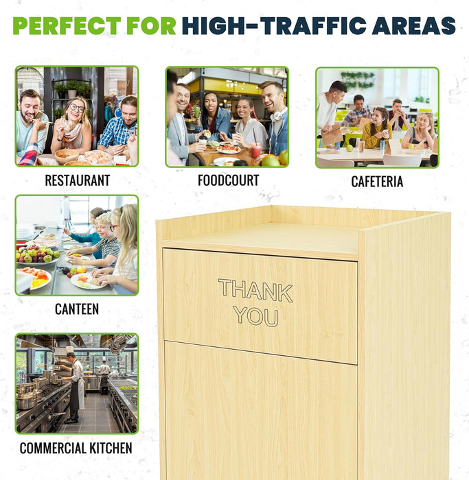 Alpine Wooden Waste Enclosure with Tray Top – 40 Gallon Medium Oak Trash Receptacle