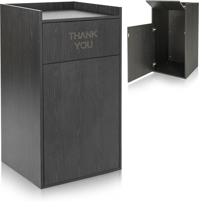 Alpine Wooden Waste Enclosure with Tray Top – 40 Gallon Black Waste Receptacle