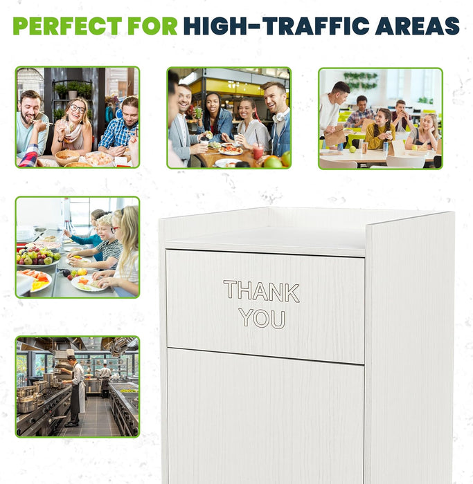 Alpine Wooden Waste Enclosure – White Trash Receptacle with Large Interior