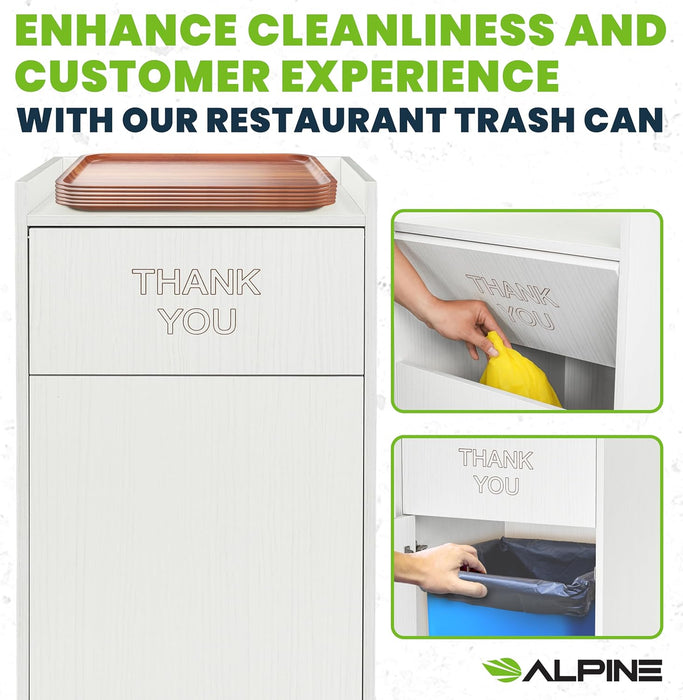 Alpine Wooden Waste Enclosure – White Trash Receptacle with Large Interior