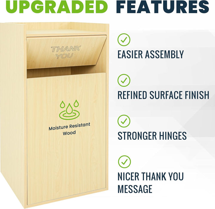 Alpine Wooden Waste Enclosure with Tray Top – 40 Gallon Medium Oak Trash Receptacle