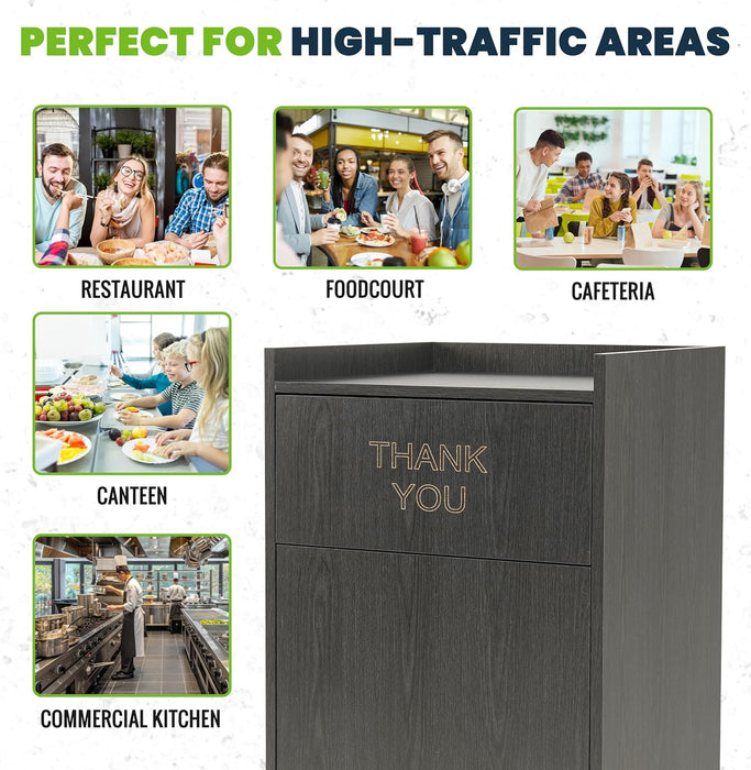 Alpine Wooden Waste Enclosure with Tray Top – 40 Gallon Black Waste Receptacle