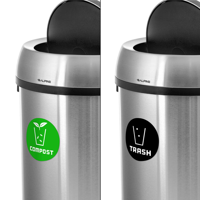 Alpine Stainless Steel Double Stream Trash Can Station with Swivel Lids – Recycling & Waste