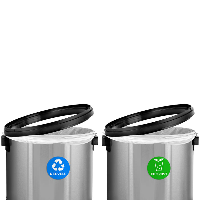 Alpine Stainless Steel Double Stream Trash Can Station with Swivel Lids – Recycling & Waste