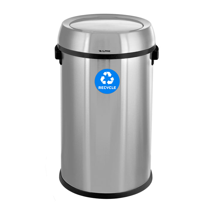 Alpine Stainless Steel Trash Can with Swivel Lid – 17 Gallon Indoor Waste Bin