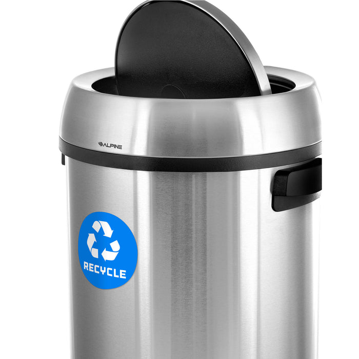 Alpine Stainless Steel Trash Can with Swivel Lid – 17 Gallon Indoor Waste Bin