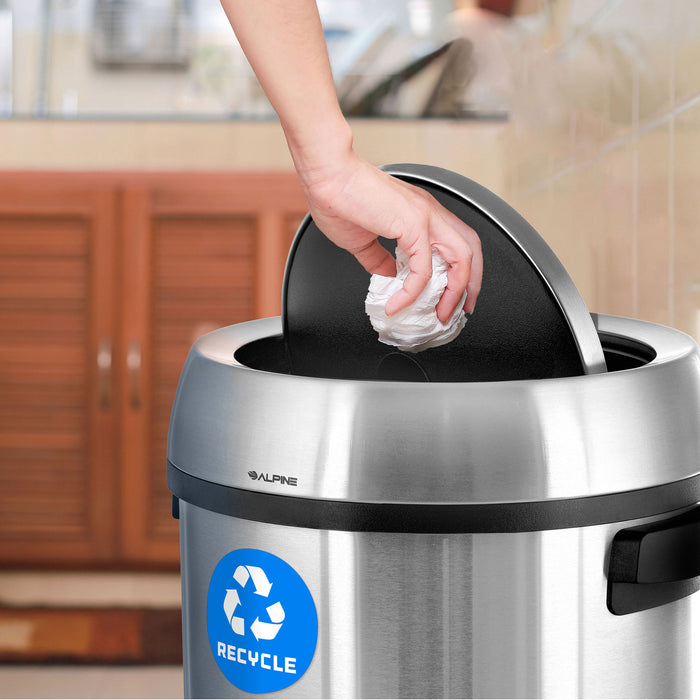 Alpine Stainless Steel Trash Can with Swivel Lid – 17 Gallon Indoor Waste Bin