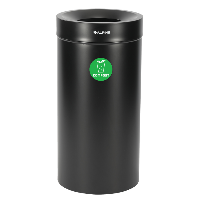 Alpine Open Top Stainless-Steel Trash Can, 27 Gallon