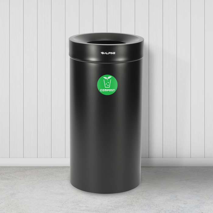 Alpine Open Top Stainless-Steel Trash Can, 27 Gallon