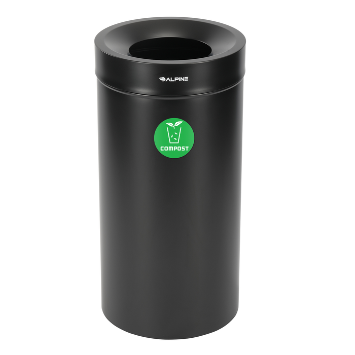 Alpine Open Top Stainless-Steel Trash Can, 27 Gallon
