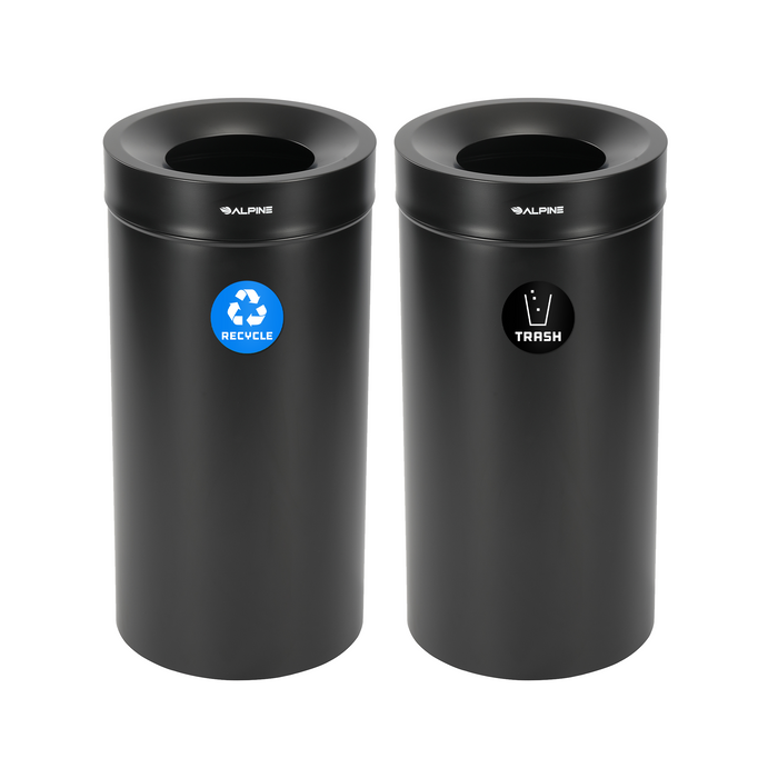 Alpine Open Top Stainless-Steel Trash Can, Double, 54 Gallon