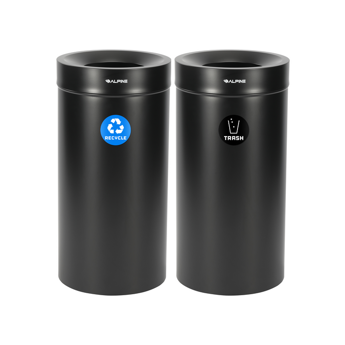Alpine Open Top Stainless-Steel Trash Can, Double, 54 Gallon