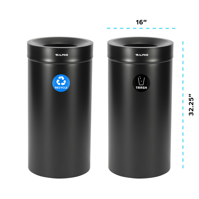 Alpine Open Top Stainless-Steel Trash Can, Double, 54 Gallon