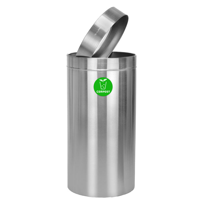 Alpine Open Top Stainless Steel Trash Receptacle, Single, 27 Gallon
