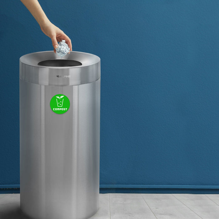 Alpine Open Top Stainless Steel Trash Receptacle, Single, 27 Gallon