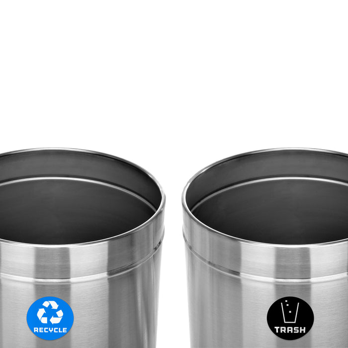Alpine Open Top Stainless Steel Trash Receptacle, Double, 54 Gallon