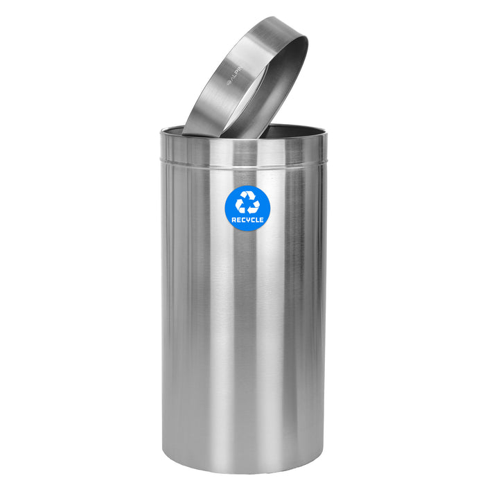 Alpine Open Top Stainless Steel Trash Receptacle, Single, 27 Gallon