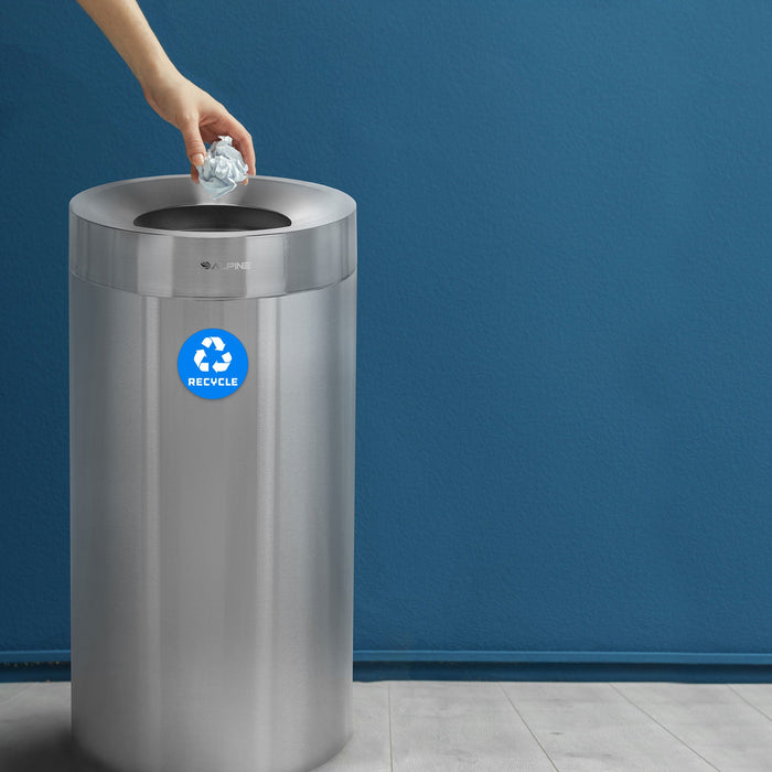 Alpine Open Top Stainless Steel Trash Receptacle, Single, 27 Gallon