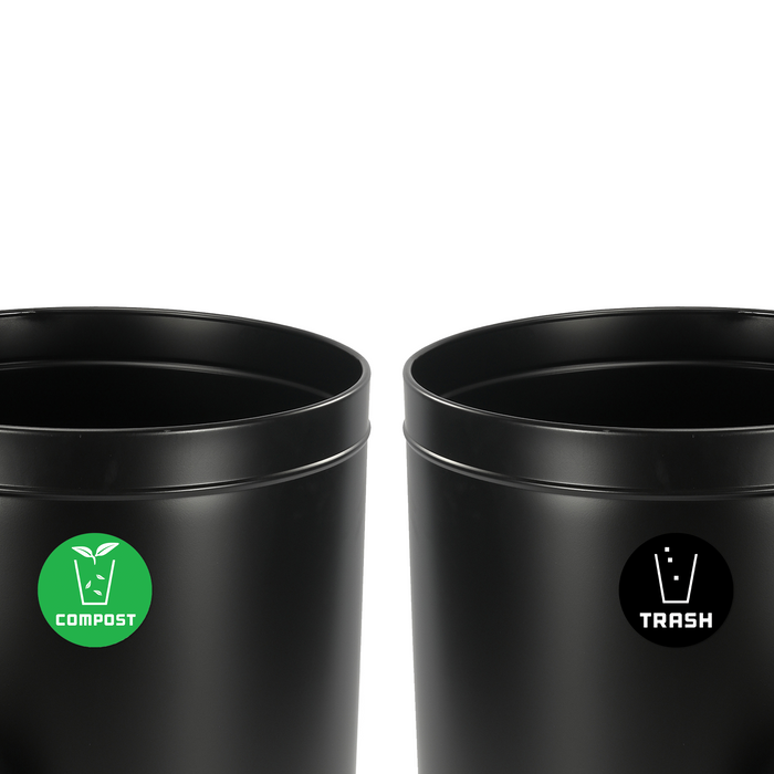 Alpine 50-Gallon Dual Trash Can with Open Top – Matte Black Commercial Waste & Recycling Bin