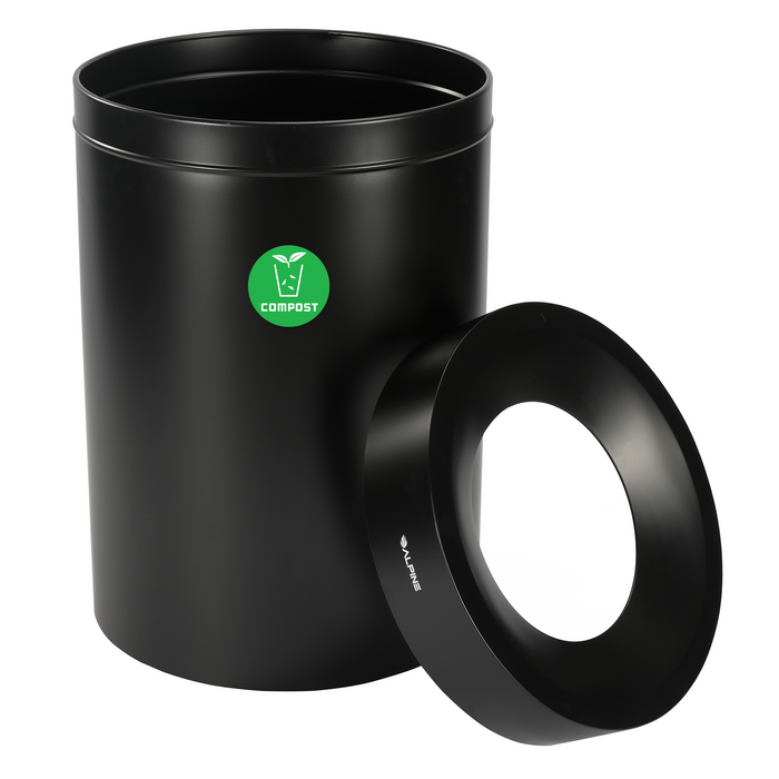 Alpine 50-Gallon Open Top Matte Black Trash Can - Commercial Indoor Waste Bin