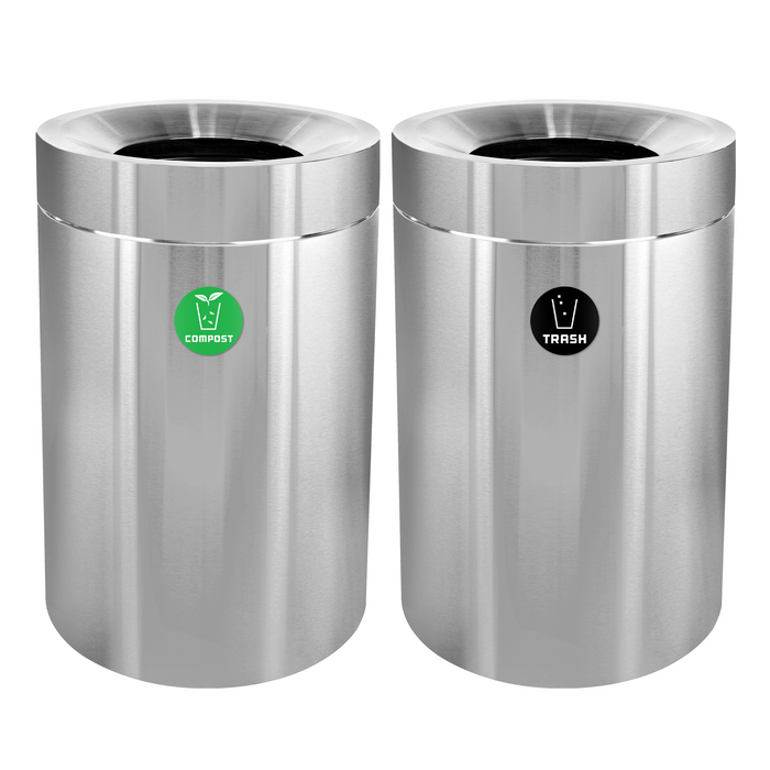 Alpine 50-Gallon Stainless Steel Dual Trash Can with Open Top