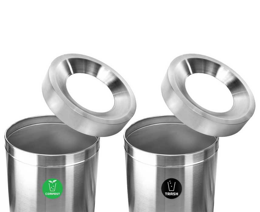 Alpine 50-Gallon Stainless Steel Dual Trash Can with Open Top