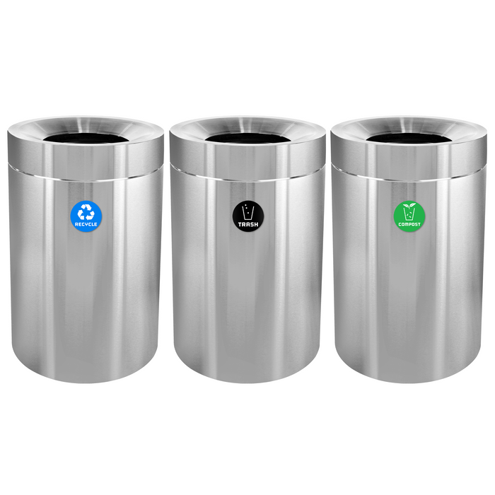 Alpine 50-Gallon Stainless Steel Triple Trash Can