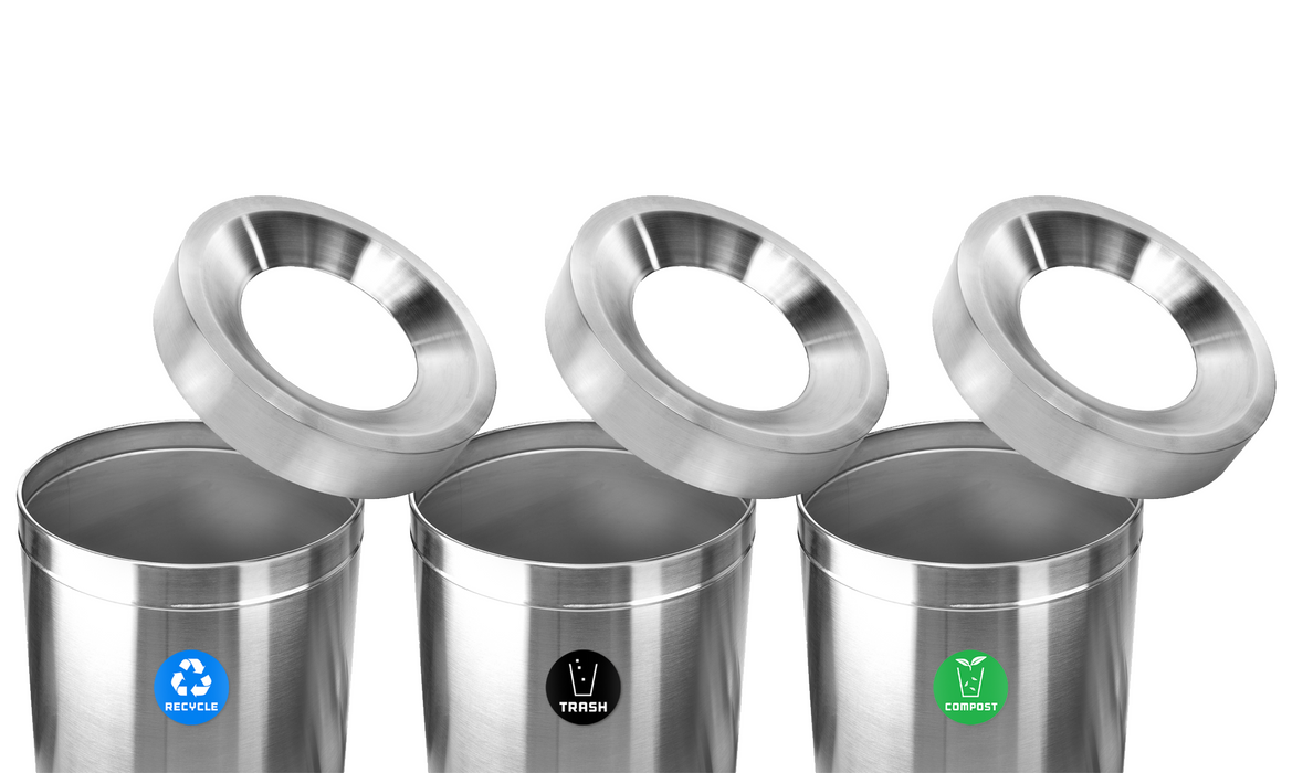 Alpine 50-Gallon Stainless Steel Triple Trash Can