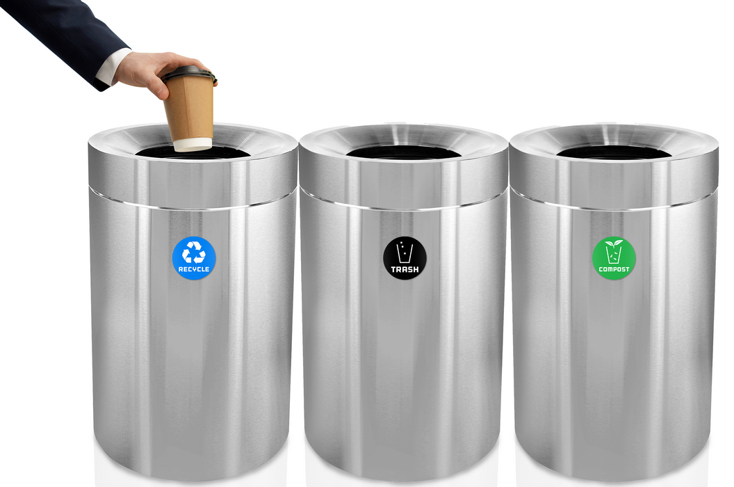 Alpine 50-Gallon Stainless Steel Triple Trash Can