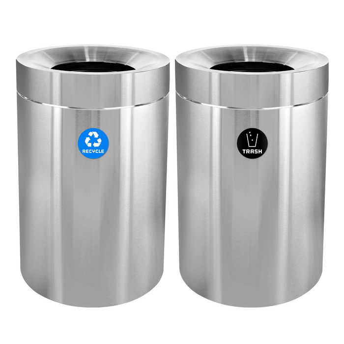 Alpine 50-Gallon Stainless Steel Dual Trash Can with Open Top