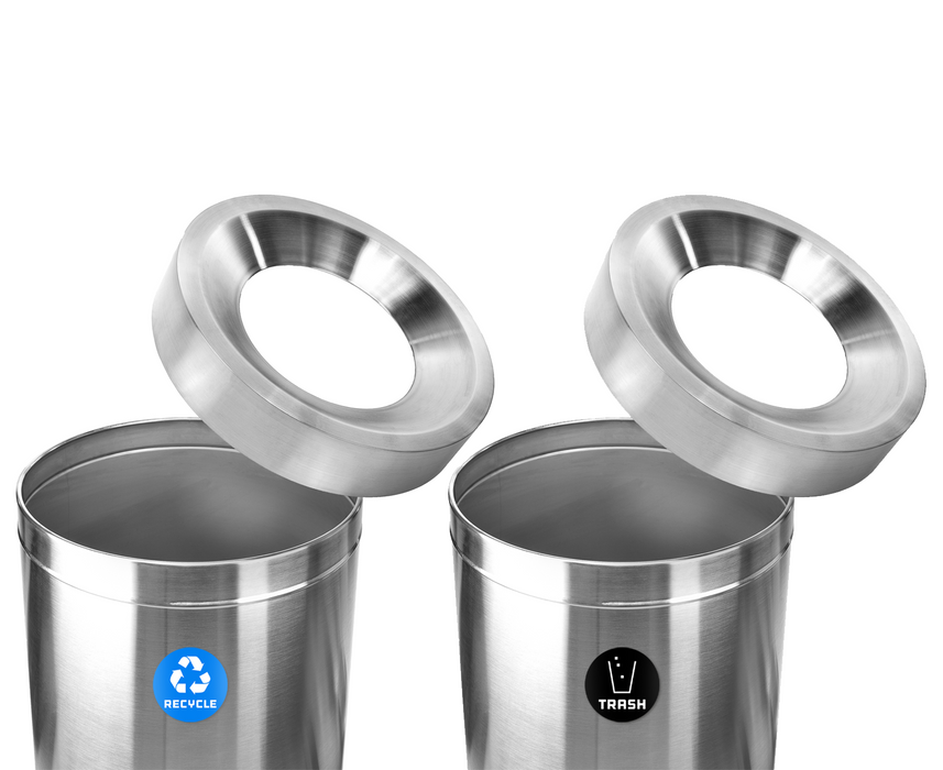 Alpine 50-Gallon Stainless Steel Dual Trash Can with Open Top