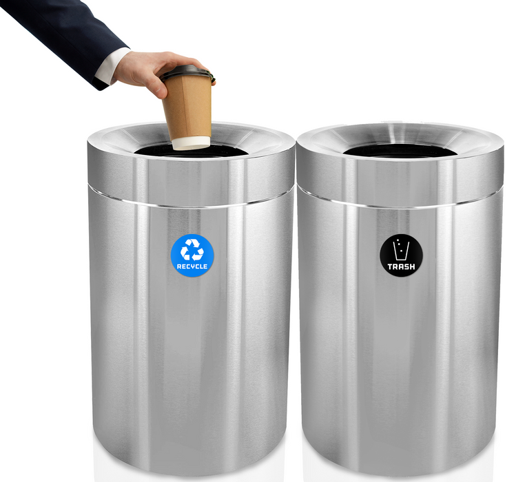 Alpine 50-Gallon Stainless Steel Dual Trash Can with Open Top