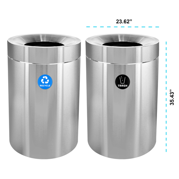 Alpine 50-Gallon Stainless Steel Dual Trash Can with Open Top
