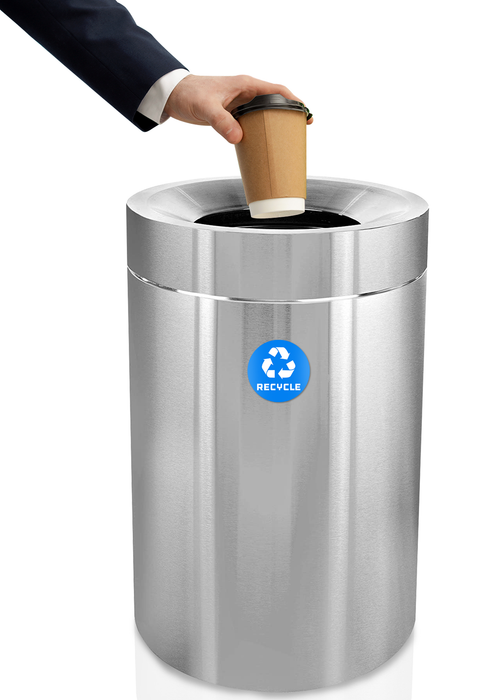 Alpine 50 Gallon Open Top Stainless Steel Trash Receptacle - Single Bin