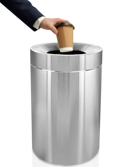 Alpine Heavy-Duty Decorative Trash Can, Stainless Steel, 50 Gallon